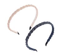 2 Piezas Diadema Trenzadas Con Cadena De Perlas, Retorcidas Con Purpurina, Tradicionales, De Vestir, De Terciopelo, Elegantes Para Mujer