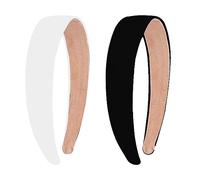 2 Piezas Diademas De Satén De 3 Cm De Ancho Diadema Antideslizante Sólida A La Moda Bandas Para El Cabello De Color Sólido Accesorios Para El Cabello Diy Para Mujeres Y Niñas (Negro, Blanco)