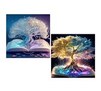2 Piezas Diamond Painting Árbol Mágico Diamante Pintura Kit de Pintura de Diamantes 5D Pintura de Diamantes de Árboll de La Vida para DIY Decoración de Pared Del Hogar (30x30cm)