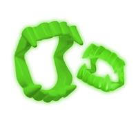 2 Piezas Dientes de Vampiro para Niños Dentadura Vampiro Halloween Luminous Vampire Teeth Drácula de Plástico Accesorio para Halloween Fiestas de Mascarada (Verde)
