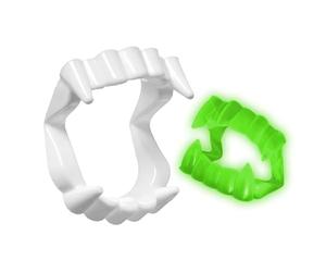 2 Piezas Dientes de Vampiro para Niños Dentadura Vampiro Halloween Vampire Teeth Drácula de Plástico Accesorio para Halloween Fiestas de Mascarada (Blanco, Verde)