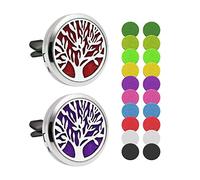 2 piezas difusor de coche de aromaterapia, difusor de aceites esenciales, adecuado para la oficina en el hogar del coche, con 20 piezas de fieltro de repuesto