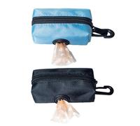 2 piezas Dispensador de Bolsas Caca Perro, Porta Bolsas de Excrementos con Mosqueton, Bolso Accesorios para Mascotas, Adecuado para Bolsa Caca Perro, Bolsa para Perro, (Negro y Azul)