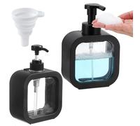 2 Piezas Dispensador Jabon Baño Negro WISIRENT, Dosificador Baño y 1 Embudo, Cocina Dispensador Gel y Champu Ducha, Set de Jabón Rellenable para Bañ（500ml&300ml）