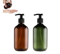 2 Piezas Dispensador Loción Prensa, Bombas Rellenables Botella, Loción Vacía Bomba de Líquido Botella, para Aceites Esenciales, Lociones, Champú, Acondicionador, Marrón y Verde