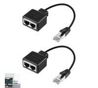 2 Piezas Divisor Ethernet Splitter RJ45 Adaptador Ethernet 1 a 2 Puertos, Extensor de Cable LAN con 1 Conector Macho a 2 Hembras, Compatible con Cat5 Cat5e Cat6 Cat7, Adaptador Red LAN Dispositivos