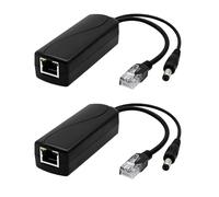 2 Piezas Divisor PoE Gigabit 48V a 12V DC 2A, Splitter PoE Activo IEEE 802.3af, Conector DC 5.5 x 2.1mm, Adaptador PoE para IP Cámara, Ap, Smart Home, 10/100 Mbps hasta 100 Metros