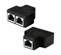 2 Piezas Divisor RJ45, Adaptador RJ45 1 a 2 Hembra, Duplicador LAN Ethernet Splitter Compatible Cat5 Cat6 Cat7, Conector Doble Puerto Blindado, Extensión Cable Red Plug and Play para Router PC TV