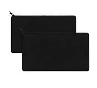 2 Piezas DIY Bolsa de Lona con Cremallera, Estuche de Lápices Multifuncional Lona Bolsa, Lápiz Organizador de Papelería Bolsa,para Que Los Niños Pinten, Decoren (Negro)