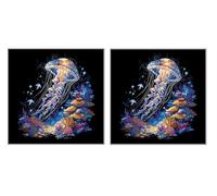 2 Piezas DIY Diamond Painting Kit para Adultos, Arrecife De Medusas, 5D Diamont Art, Mosaico Pintura Bordado, Adecuado para Niño Principiantes, Decoración de Dormitorio, 30x30cm Z7YX-709