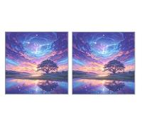 2 Piezas DIY Diamond Painting Kit para Adultos, Bosque De EnsueñO, 5D Diamont Art, Mosaico Pintura Bordado, Adecuado para Niño Principiantes, Decoración de Dormitorio, 30x30cm Z7YX-549