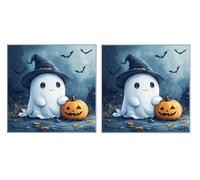 2 Piezas DIY Diamond Painting Kit para Adultos, Calabaza Fantasma, 5D Diamont Art, Mosaico Pintura Bordado, Adecuado para Niño Principiantes, Decoración de Dormitorio, 70x70cm Z7YX-894