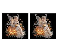 2 Piezas DIY Diamond Painting Kit para Adultos, Chica Calabaza, 5D Diamont Art, Mosaico Pintura Bordado, Adecuado para Niño Principiantes, Decoración de Dormitorio, Regalo para Niña, 70x70cm Z7YX-569
