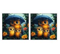 2 Piezas DIY Diamond Painting Kit para Adultos, Flores De BúHo, 5D Diamont Art, Mosaico Pintura Bordado, Adecuado para Niño Principiantes, Decoración de Dormitorio, Regalo para Niña, 30x30cm Z7YX-514