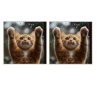 2 Piezas DIY Diamond Painting Kit para Adultos, Gatitos En DíAs Lluviosos, 5D Diamont Art, Mosaico Pintura Bordado, Adecuado para Niño Principiantes, Decoración de Dormitorio, 80x80cm Z7YX-800