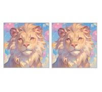 2 Piezas DIY Diamond Painting Kit para Adultos, Globo De LeóN, 5D Diamont Art, Mosaico Pintura Bordado, Adecuado para Niño Principiantes, Decoración de Dormitorio, Regalo para Niña, 50x50cm Z7YX-681