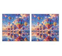 2 Piezas DIY Diamond Painting Kit para Adultos, Globos AerostáTicos De Color, 5D Diamont Art, Mosaico Pintura Bordado, Adecuado para Niño Principiantes, Decoración de Dormitorio, 100x100cm Z7YX-71