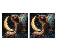 2 Piezas DIY Diamond Painting Kit para Adultos, Hadas De La Luna, 5D Diamont Art, Mosaico Pintura Bordado, Adecuado para Niño Principiantes, Decoración de Dormitorio, Regalo para Niña, 40x40cm Z7YX916