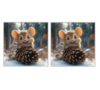 2 Piezas DIY Diamond Painting Kit para Adultos, HáMster De Nueces, 5D Diamont Art, Mosaico Pintura Bordado, Adecuado para Niño Principiantes, Decoración de Dormitorio, 40x40cm Z7YX-385