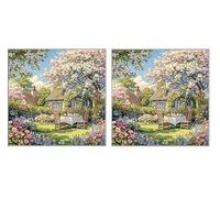 2 Piezas DIY Diamond Painting Kit para Adultos, Hermoso JardíN, 5D Diamont Art, Mosaico Pintura Bordado, Adecuado para Niño Principiantes, Decoración de Dormitorio, Regalo para Niña, 30x30cm Z7YX-531