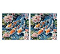 2 Piezas DIY Diamond Painting Kit para Adultos, Koi De Flores, 5D Diamont Art, Mosaico Pintura Bordado, Adecuado para Niño Principiantes, Decoración de Dormitorio, Regalo para Niña, 35x35cm Z7YX-322