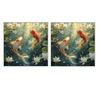 2 Piezas DIY Diamond Painting Kit para Adultos, Koi Lotus, 5D Diamont Art, Mosaico Pintura Bordado, Adecuado para Niño Principiantes, Decoración de Dormitorio, Regalo para Niña, 80x80cm Z7YX-390