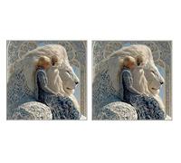 2 Piezas DIY Diamond Painting Kit para Adultos, Mujer LeóN De Piedra, 5D Diamont Art, Mosaico Pintura Bordado, Adecuado para Niño Principiantes, Decoración de Dormitorio, 80x80cm Z7YX-682