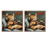 2 Piezas DIY Diamond Painting Kit para Adultos, MúSica De Gatito, 5D Diamont Art, Mosaico Pintura Bordado, Adecuado para Niño Principiantes, Decoración de Dormitorio, Regalo para Niña, 90x90cm Z7YX799