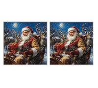 2 Piezas DIY Diamond Painting Kit para Adultos, Papá Noel, 5D Diamont Art, Mosaico Pintura Bordado, Adecuado para Niño Principiantes, Decoración de Dormitorio, Regalo para Niña, 100x100cm Z7YX-667