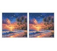 2 Piezas DIY Diamond Painting Kit para Adultos, Playa Estrellada, 5D Diamont Art, Mosaico Pintura Bordado, Adecuado para Niño Principiantes, Decoración de Dormitorio, Regalo para Niña, 90x90cm Z7YX822