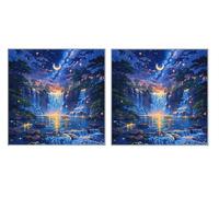 2 Piezas DIY Diamond Painting Kit para Adultos, Star Falls, 5D Diamont Art, Mosaico Pintura Bordado, Adecuado para Niño Principiantes, Decoración de Dormitorio, Regalo para Niña, 60x60cm Z7YX-838