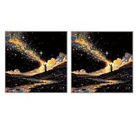 2 Piezas DIY Diamond Painting Kit para Adultos, Star River AbstraccióN, 5D Diamont Art, Mosaico Pintura Bordado, Adecuado para Niño Principiantes, Decoración de Dormitorio, 60x60cm Z7YX-821