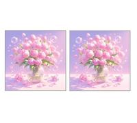 2 Piezas DIY Diamond Painting Kit para Adultos, Tulipanes Rosas, 5D Diamont Art, Mosaico Pintura Bordado, Adecuado para Niño Principiantes, Decoración de Dormitorio, Regalo para Niña, 70x70cm Z7YX-898