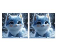 2 Piezas DIY Diamond Painting Kit para Adultos, Zorro Azul, 5D Diamont Art, Mosaico Pintura Bordado, Adecuado para Niño Principiantes, Decoración de Dormitorio, Regalo para Niña, 35x35cm Z7YX-434