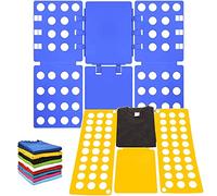 2 Piezas Doblador de Ropa, Doblar la Ropa Placa Ayuda para Plegar la Ropa Camisetas Tablero para Plegar Ajustable para Ropa Camisas Ropa de niños y Adultos(Azul + amarillo)