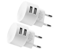 2 Piezas Doble Puerto Adaptador Enchufe USB 5V 2,1 A Enchufes Plano USB | para Tomas y Alargadores Smartphones Tabletas Reproductores eBooks y Dispositivos USB Múltiples Cargador Rápido