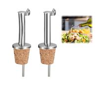 2 Piezas Dosificadores De Botellas Con Tapones De Corcho Natural, Incluye Un Dosificador De Boca Recta Y Uno De Boca Curva Para Aceite, Vino Y Licores, Con Tapa De Acero Inoxidable,tapón Aceitera