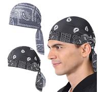 2 Piezas Durag de Cola Larga, Como una Bufanda de Seda con Pañuelo, Bandana Deportiva Durag, Bandana, pañuelo para la Cabeza para Bicicleta, Pirata Cabeza Bicicleta Ajustable Bajo Casco