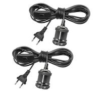 2 Piezas E27 Portalámparas cable con interruptor y enchufe cable, lámpara cable alimentación de con negro Metal 500cm, Juego de portalámparas con interruptor Aplicable a Lámpara Creativa