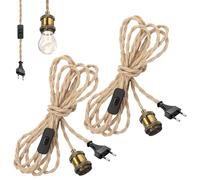 2 piezas E27 Vintage lámpara cable colgante lámpara lámpara colgante vintage con enchufe, kit de lámpara colgante para el hogar con interruptor, 4.6 m colgante luz zócalo y cordón para loft almacén