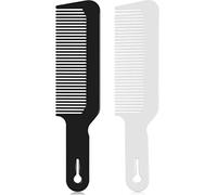 2 Piezas eines de Peluquero Peine de Podadora Plano Superior Peines de Corte de Cabello Ideal para Cortadoras y Flattops (Negro, Blanco)