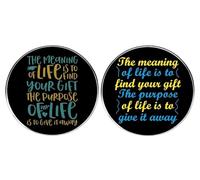 2 piezas El significado de la vida es encontrar tu regalo. El propósito de la vida es regalarlo, pines de solapa inspiradores motivacionales de aleación de metal, ropa de hombre y mujer, mochilas