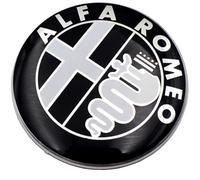2 Piezas Emblema Decorativo 74mm Versión Black White Compatible con Alfa Romeo Parrilla Delantera Coche Insignia Capó Pegatinas Maletero Calcomanías