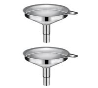 2 Piezas Embudo de Acero Inoxidable Mini, Llenado Fácil y Limpio | Orificio para Colgar, Uso Multiuso en Cocina y Bar, Plata, Botellas y Vino