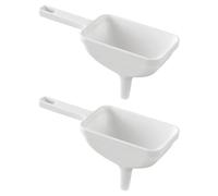 2 Piezas Embudo de Cocina de Boca Ancha Mango, Blanco PP | Transferencia Rápida y Limpia, Diseño Compacto y Elegante, para Cocina, Comedor y Llenado de Recipientes