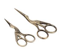 2 Piezas en Forma de Cigüeña Vintage, Tijeras en Forma de Grúa, Tijeras de Coser, Tijeras de Bordar, Diseño de Grúa de Acero Inoxidable de Bronce, Tijeras de Cigüeña para Coser