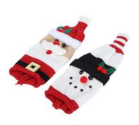 2 piezas encantadora cubierta de la botella de vino de Papá Noel que hace punto la decoración del suéter para el ornamento de la Navidad