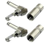 2 Piezas Enchufe Mono Curvado de 6,35mm Niquelado | Aleación de Zinc, Apertura ≥7mm, para Reparación de Audio y Montaje en Directo