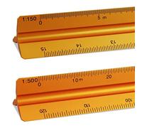 2 Piezas Escalimetro 30 cm, Regla de Escala Triangular 1:20, 1:25, 1:50, 1:75, 1:100, 1:125 y 1:100, 1:200, 1:250, 1:300, 1:400, 1:500 (Oro)