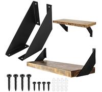 2 Piezas Escuadras para Estanterias Metalicas Soporte Estanteria Pared con Tornillos Triangulares Estantes Soporte Negro para Salón, Cocina, Dormitorio